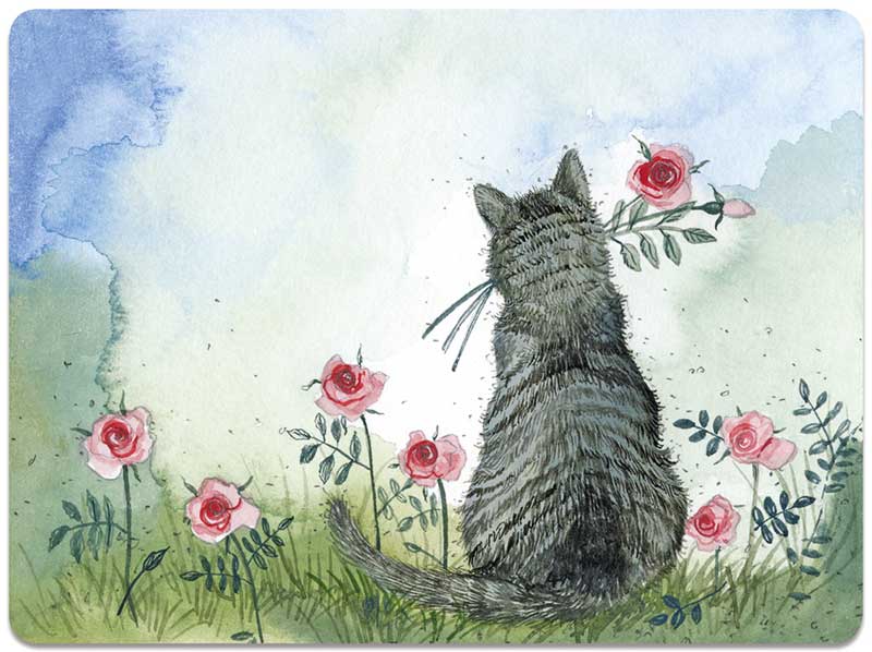 Cat And Roses Place Mat