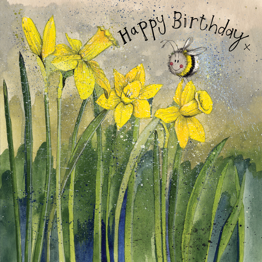 Bee & Daffodils Birthday Card