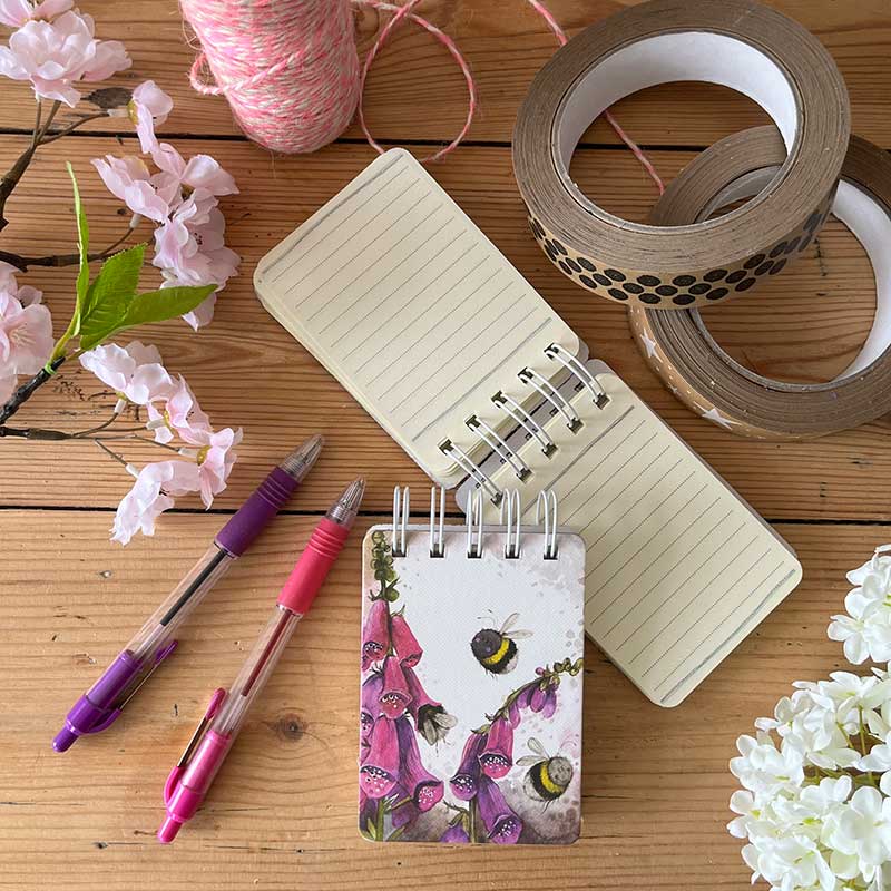 Bees And Foxglove Small Spiral Notepads