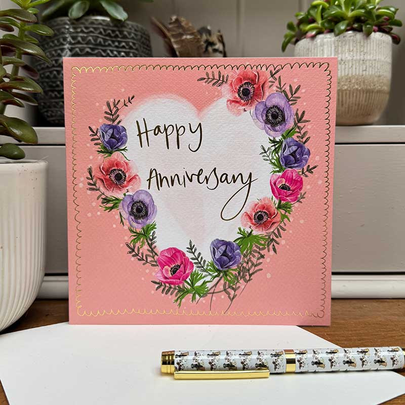 Heart Anniversary Large Sparkle Card