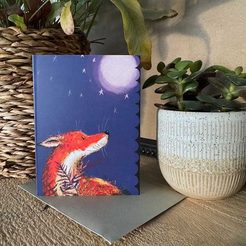 Fox And Moonlight Blank Card