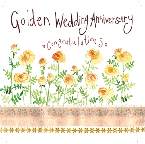 Golden Roses Anniversary Card