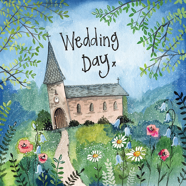 Church & Flowers Wedding Card
