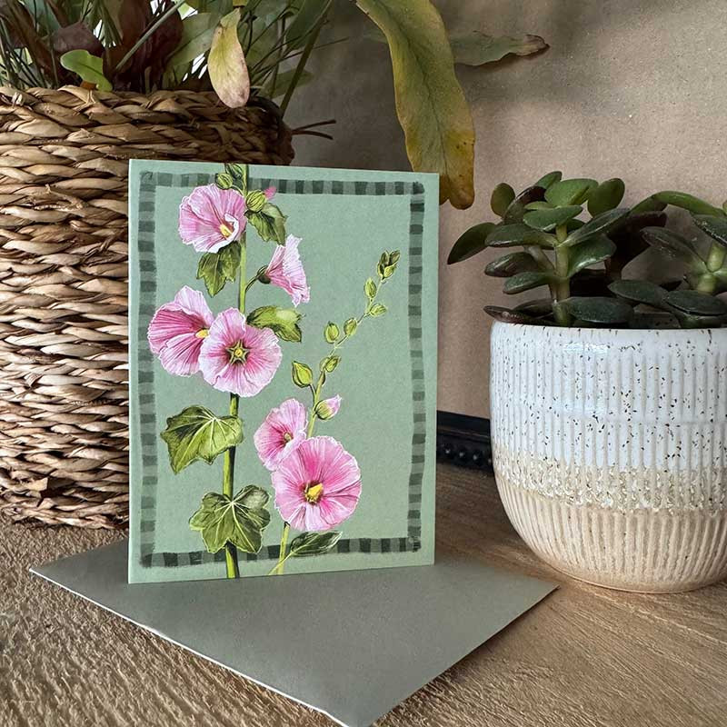 Hollyhocks Blank Card