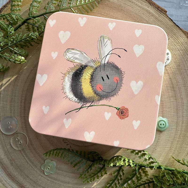 Bee And Flower Medium Square Tin