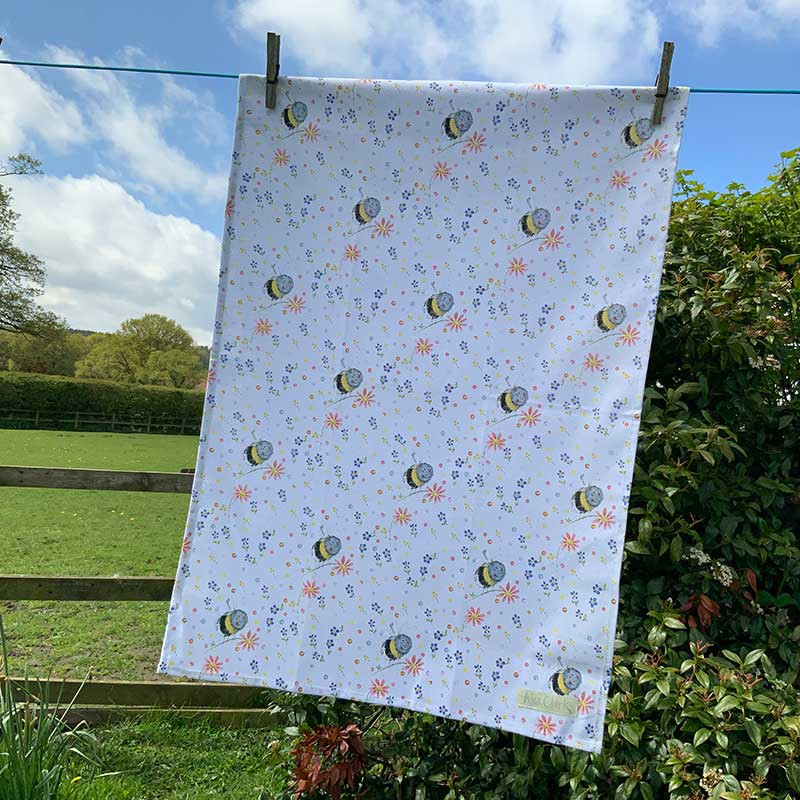Bee And Flowers Tea Towels