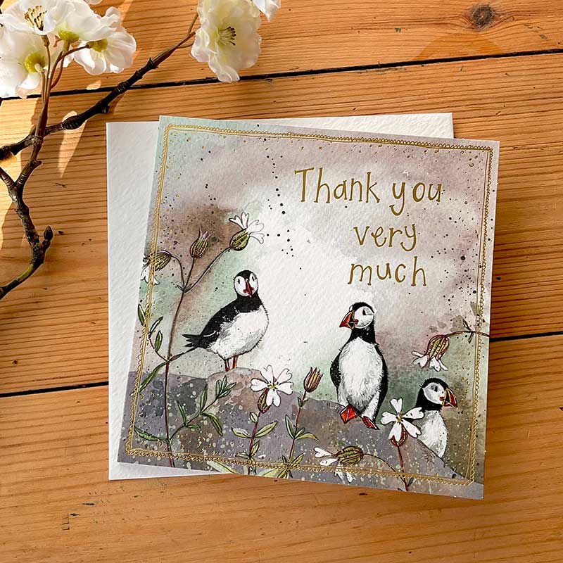 Puffins & Sea Campion Thank You Card