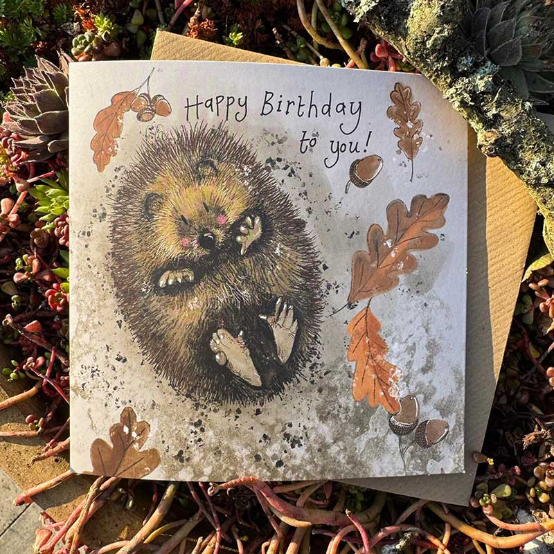 Autumn Hedgehog Birthday Card