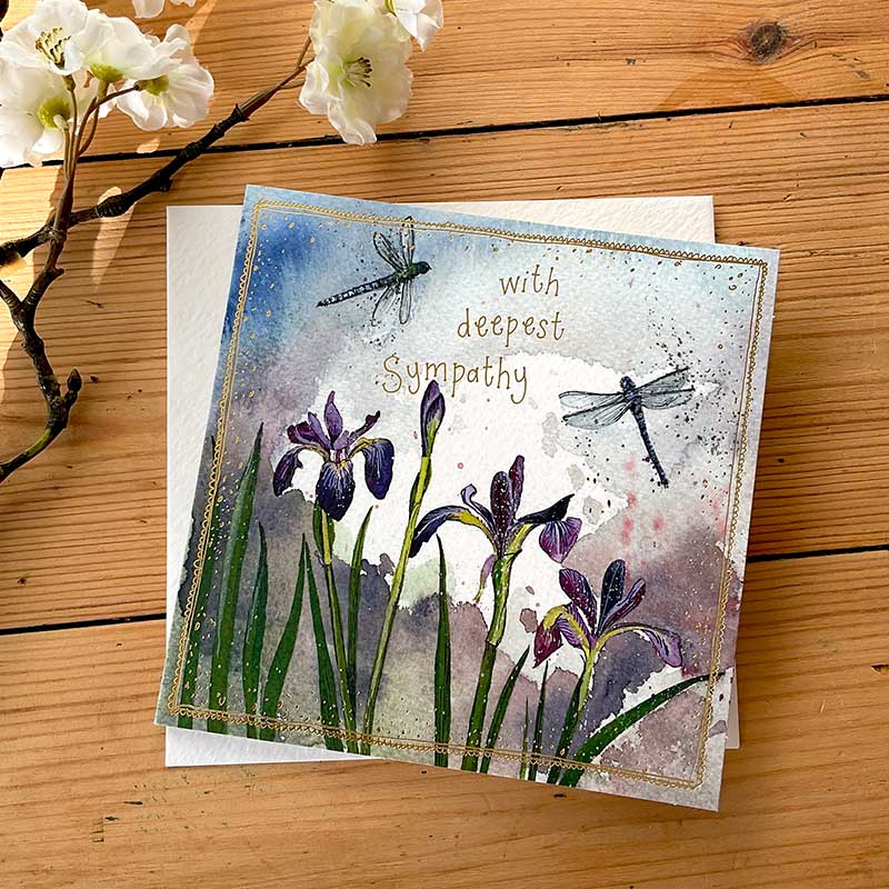 Dragonflies & Iris Sympathy Card