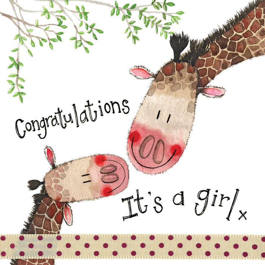 Giraffe Family New Baby Card