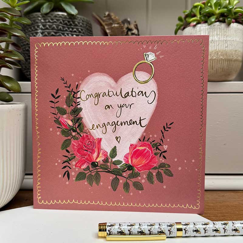 Heart Engagement Large Sparkle Card