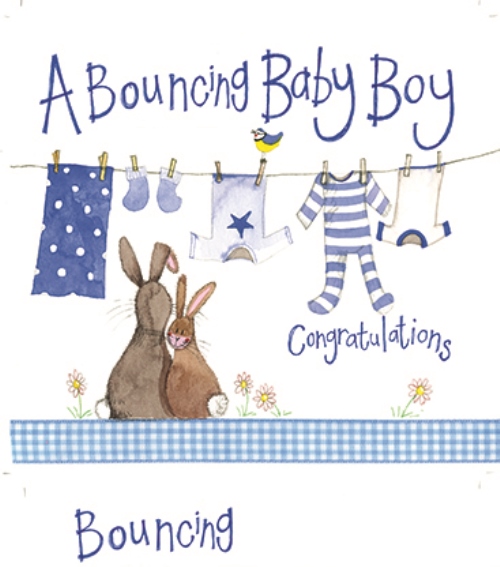 Blue Washing Line Baby Boy Card