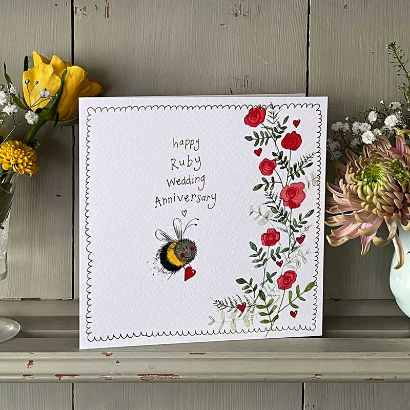 Bee Ruby Wedding Sparkle Card