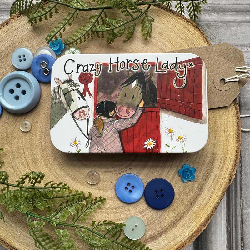 Carzy Horse Lady Small Rectangular Tin