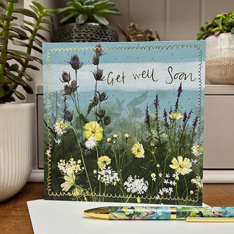 Get Well Meadow Large Sparkle Card