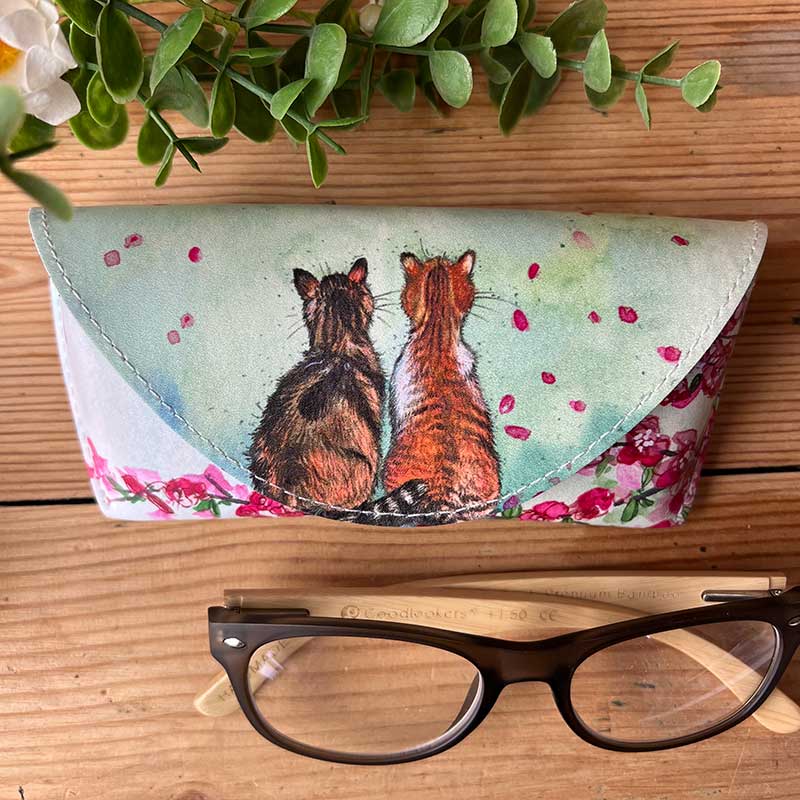 Cats And Blossom Glasses Case
