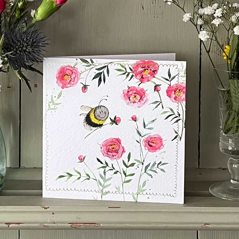 Bee And Pink Peonies