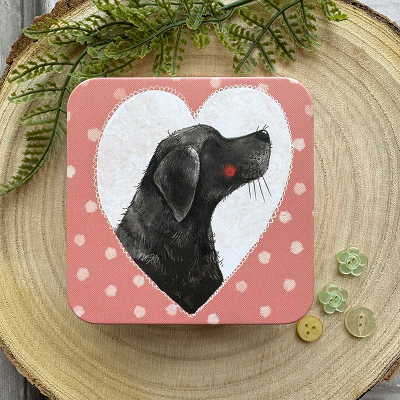 Dog And Heart Medium Square Tin