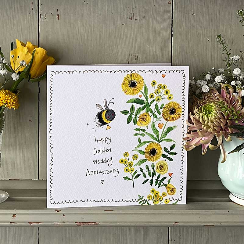 Bee Golden Wedding Sparkle Card