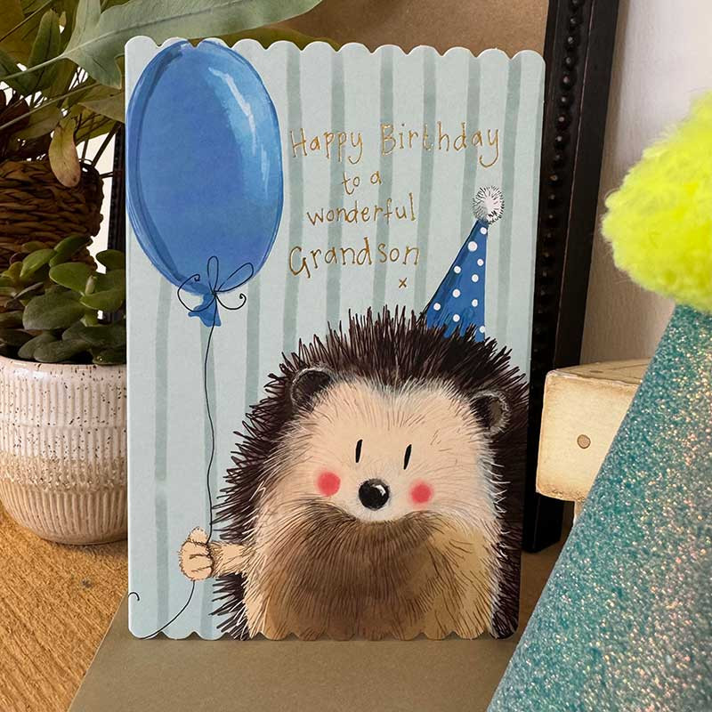 Blue Balloon Birthday Grandson Card